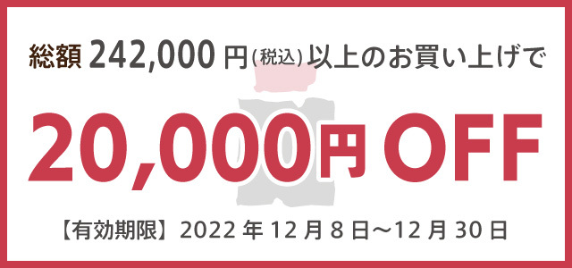 総額242,000円(税込)以上のお買い上げで20,000円off