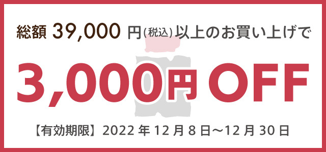 総額39,000円(税込)以上のお買い上げで3,000円off